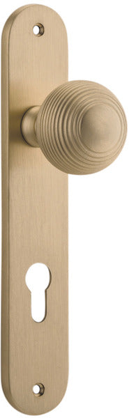 Guildford Knob - Oval Backplate - Entry Point - Iver - Brushed Brass - Door Knobs