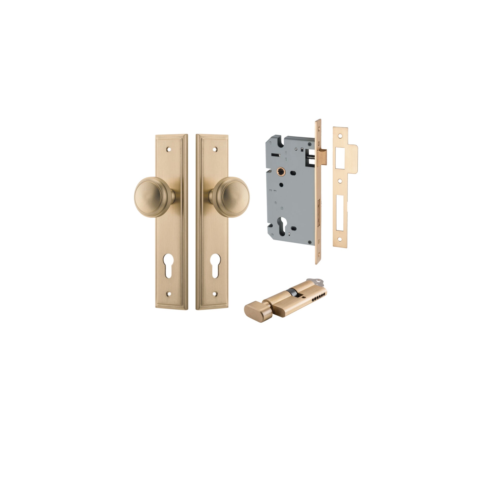 Paddington Knob - Stepped Backplate - Entry Point - Iver - Brushed Brass - Door Knobs