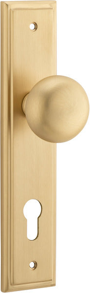 Cambridge Knob - Stepped Backplate - Entry Point - Iver - Brushed Chrome - Door Knobs