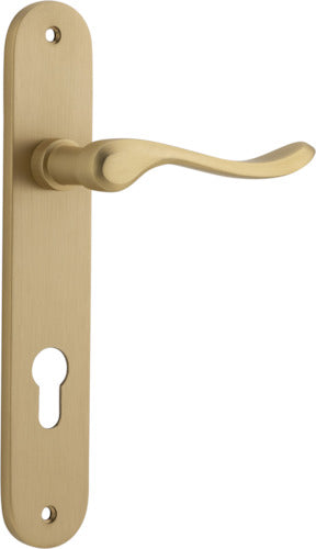 Stirling Lever - Oval Backplate - Entry Point - Iver - Brushed Brass - Door Levers