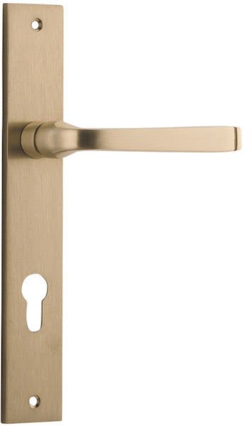 Annecy Lever - Rectangular Backplate - Entry Point - Iver - Brushed Brass - Door Levers