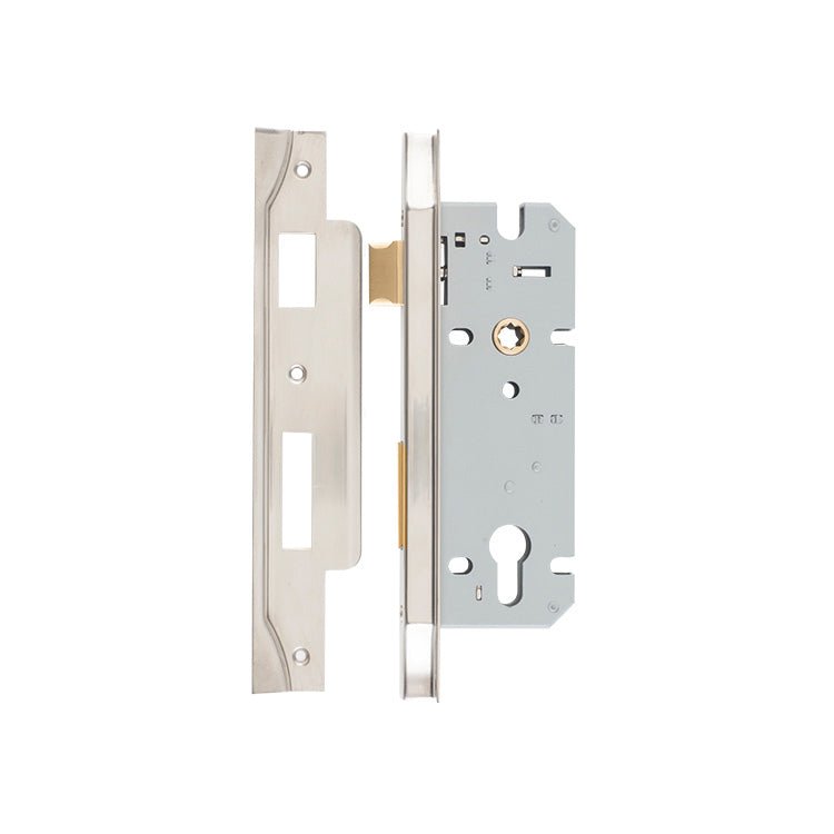 85mm Euro Mortice Locks - Rebated - Entry Point - Iver - Satin Nickel - External Locks