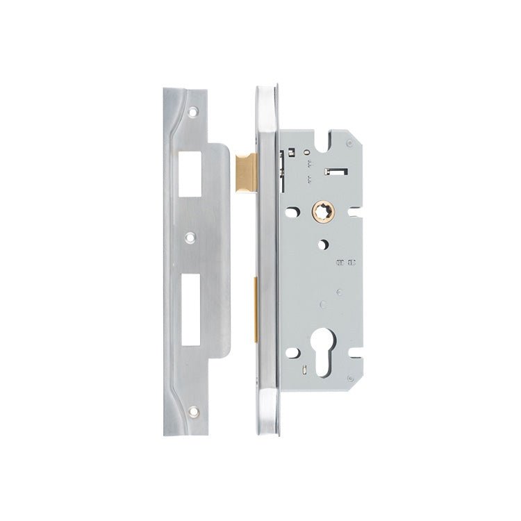 85mm Euro Mortice Locks - Rebated - Entry Point - Iver - Brushed Chrome - External Locks