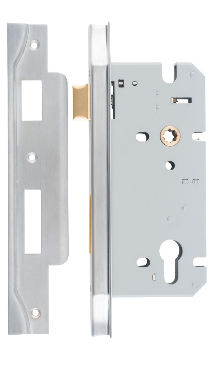 85mm Euro Mortice Locks - Rebated - Entry Point - Iver - Brushed Chrome - External Locks