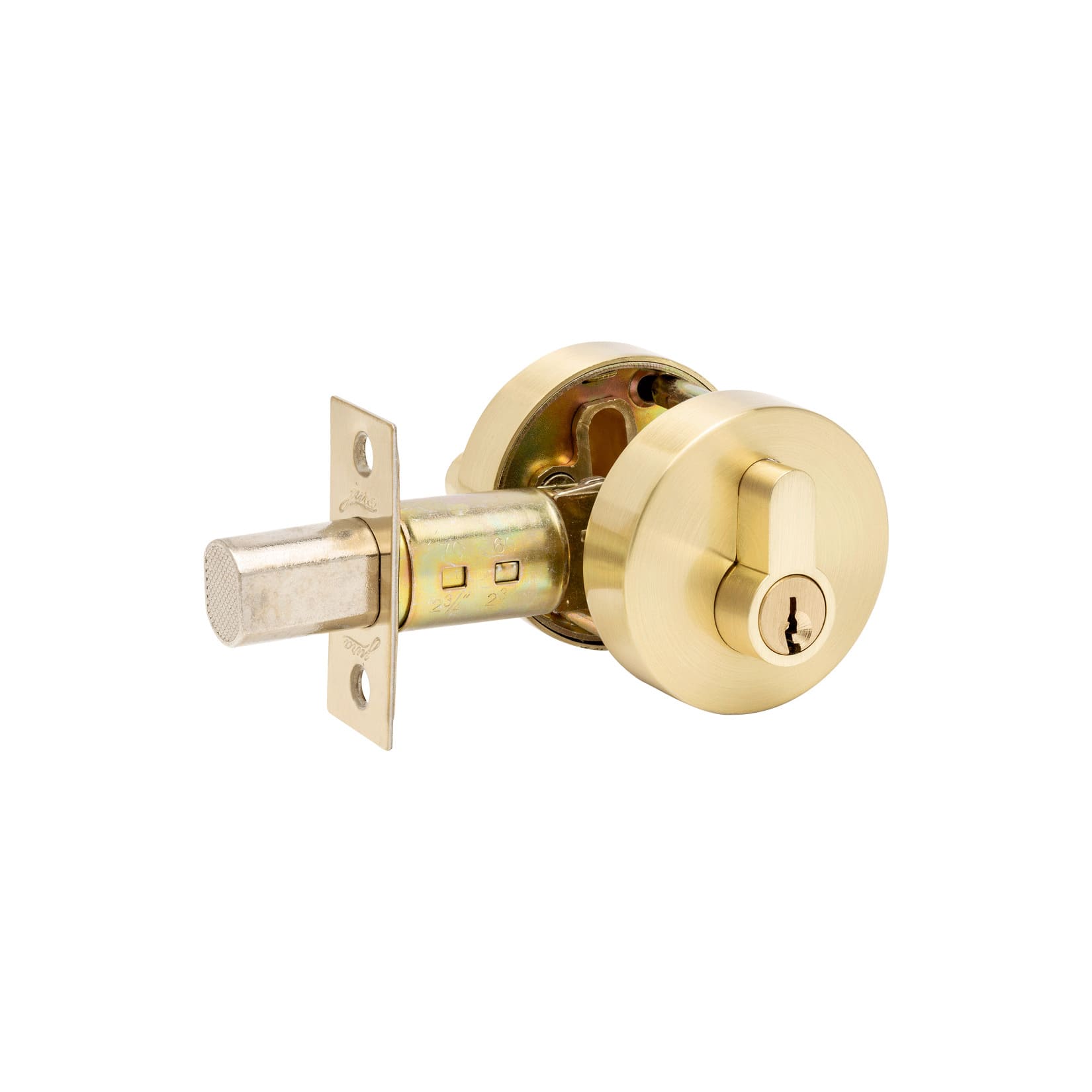 Jura Elite Round Slimline Deadbolt - Satin Brass - By Zanda