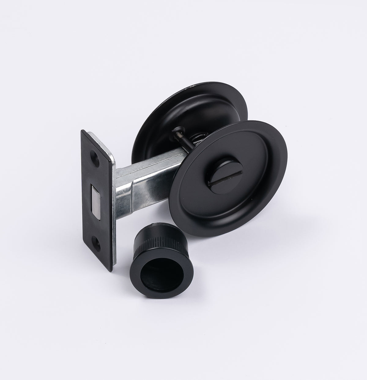 Matt Black Round Sliding Cavity Privacy Lock - Manovella