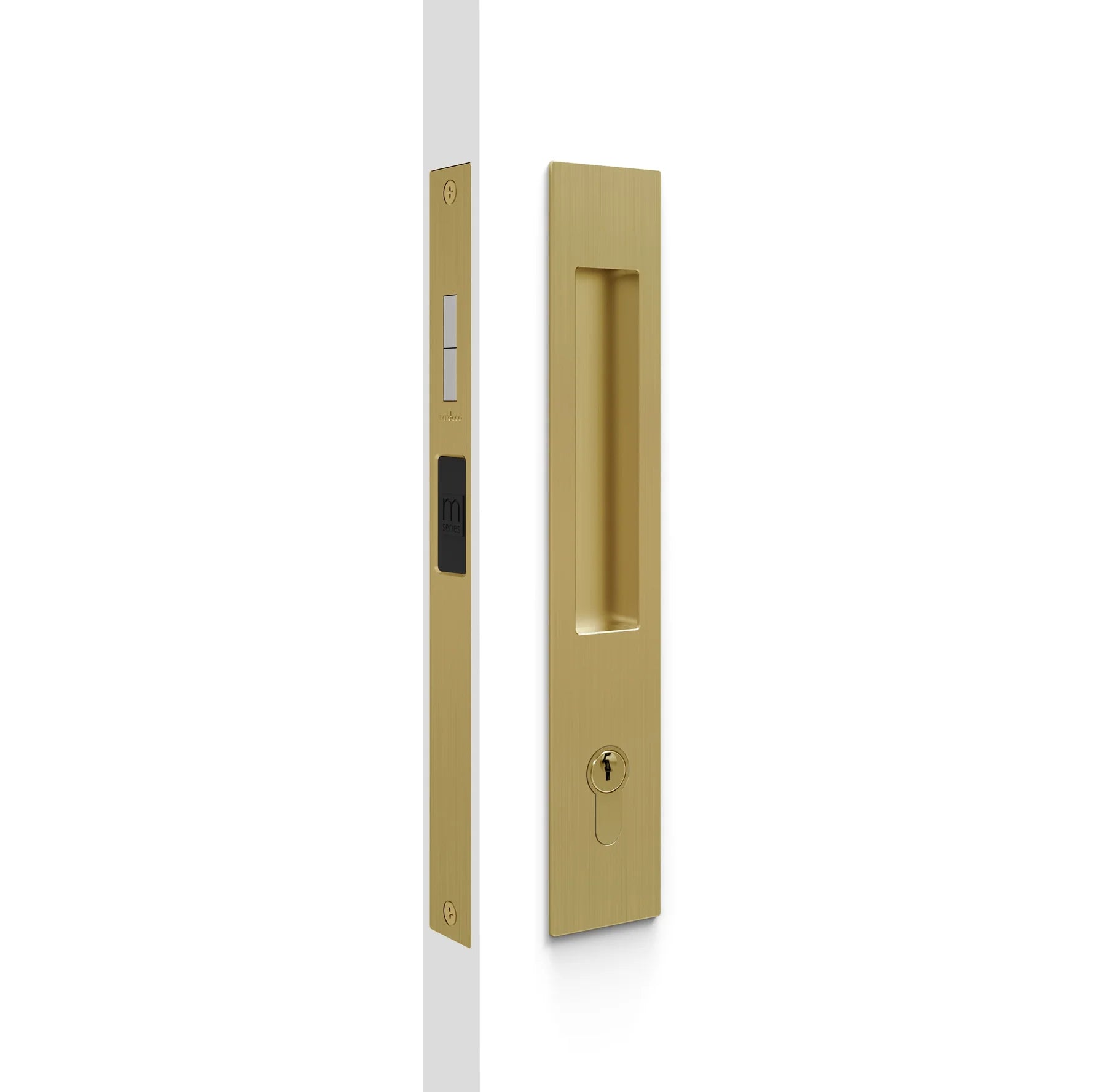 M Series Flush Pull Lock Set By Mardeco - Satin Brass