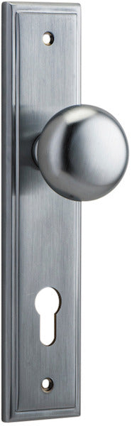 Cambridge Knob - Stepped Backplate - Entry Point - Iver - Brushed Chrome - Door Knobs