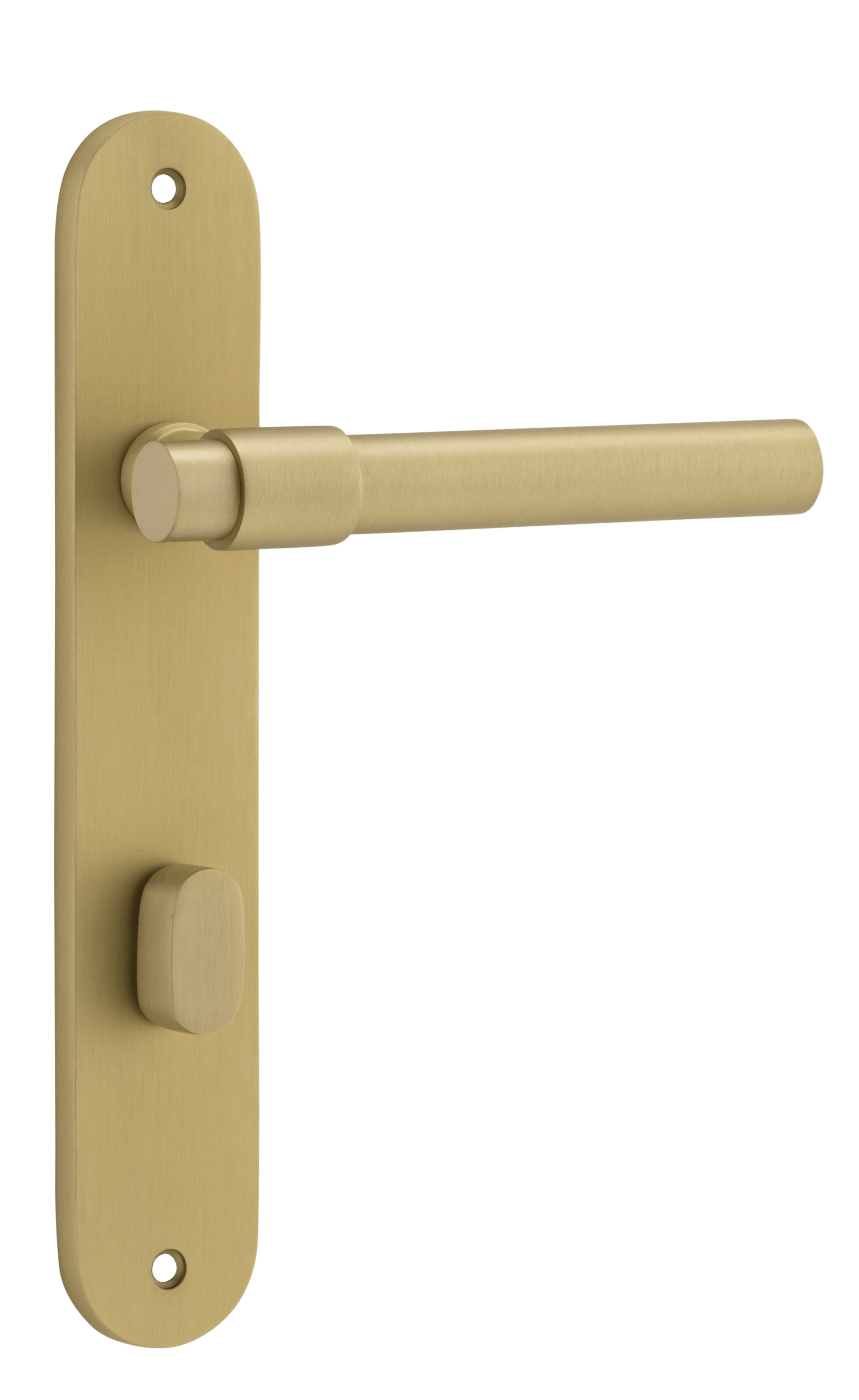 Helsinki Lever - Oval Backplate - Entry Point - Iver - Brushed Gold PVD - Door Levers