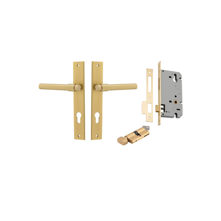 Helsinki Lever - Rectangular Backplate - Entry Point - Iver - Brushed Gold PVD - Door Levers