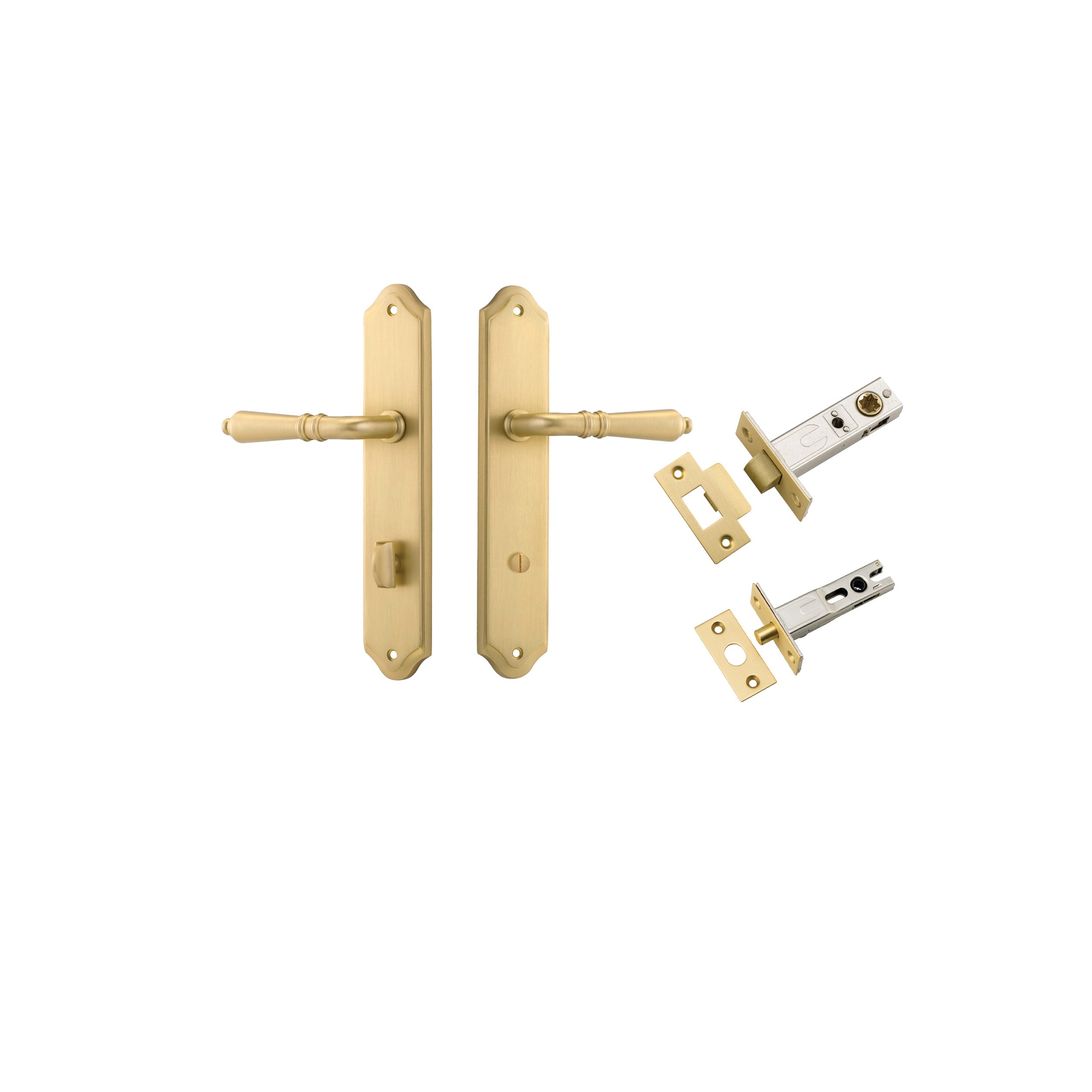 Sarlat Lever - Shouldered Backplate - Entry Point - Iver - Brushed Gold PVD - Door Levers