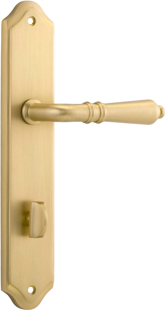 Sarlat Lever - Shouldered Backplate - Entry Point - Iver - Brushed Gold PVD - Door Levers