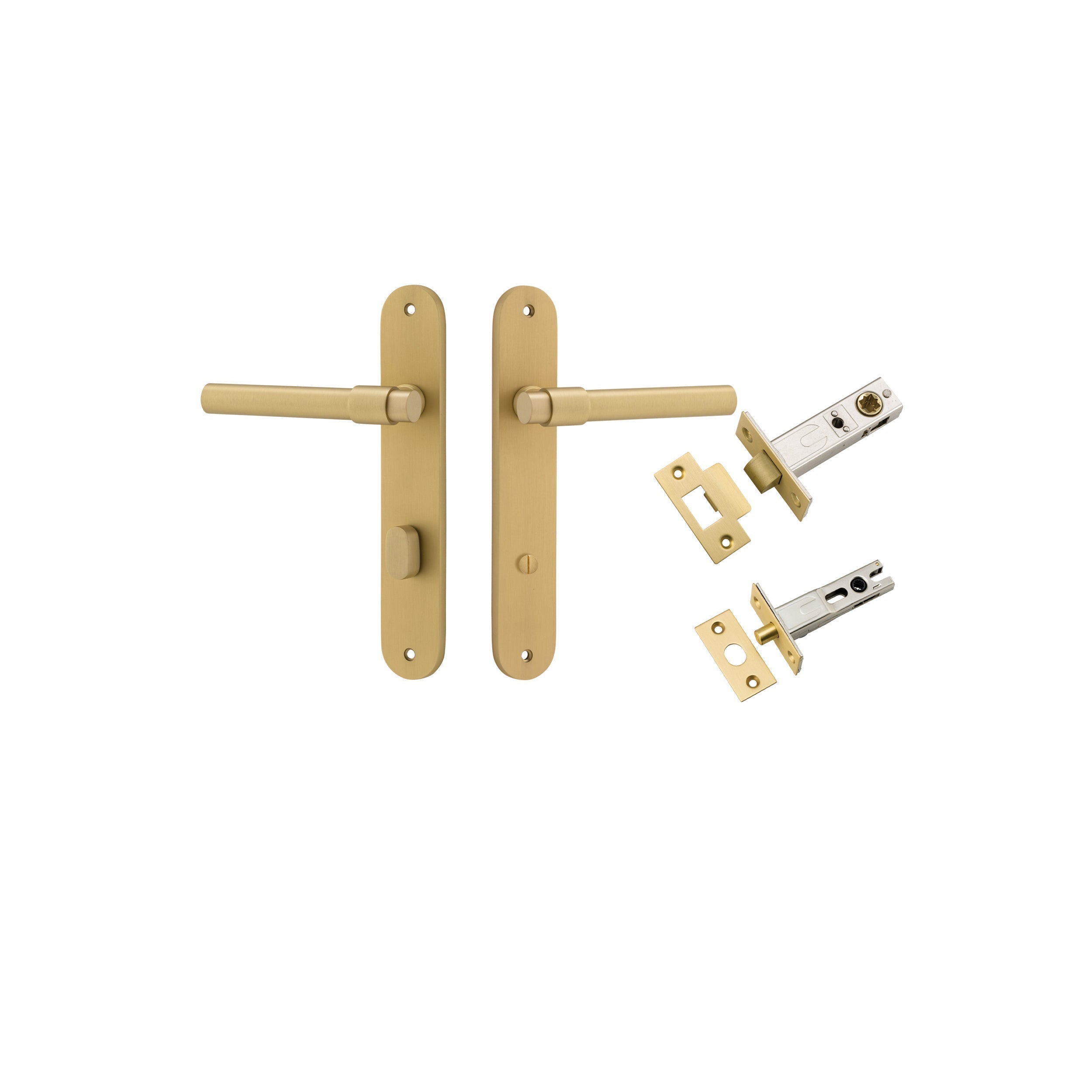 Helsinki Lever - Oval Backplate - Entry Point - Iver - Brushed Gold PVD - Door Levers