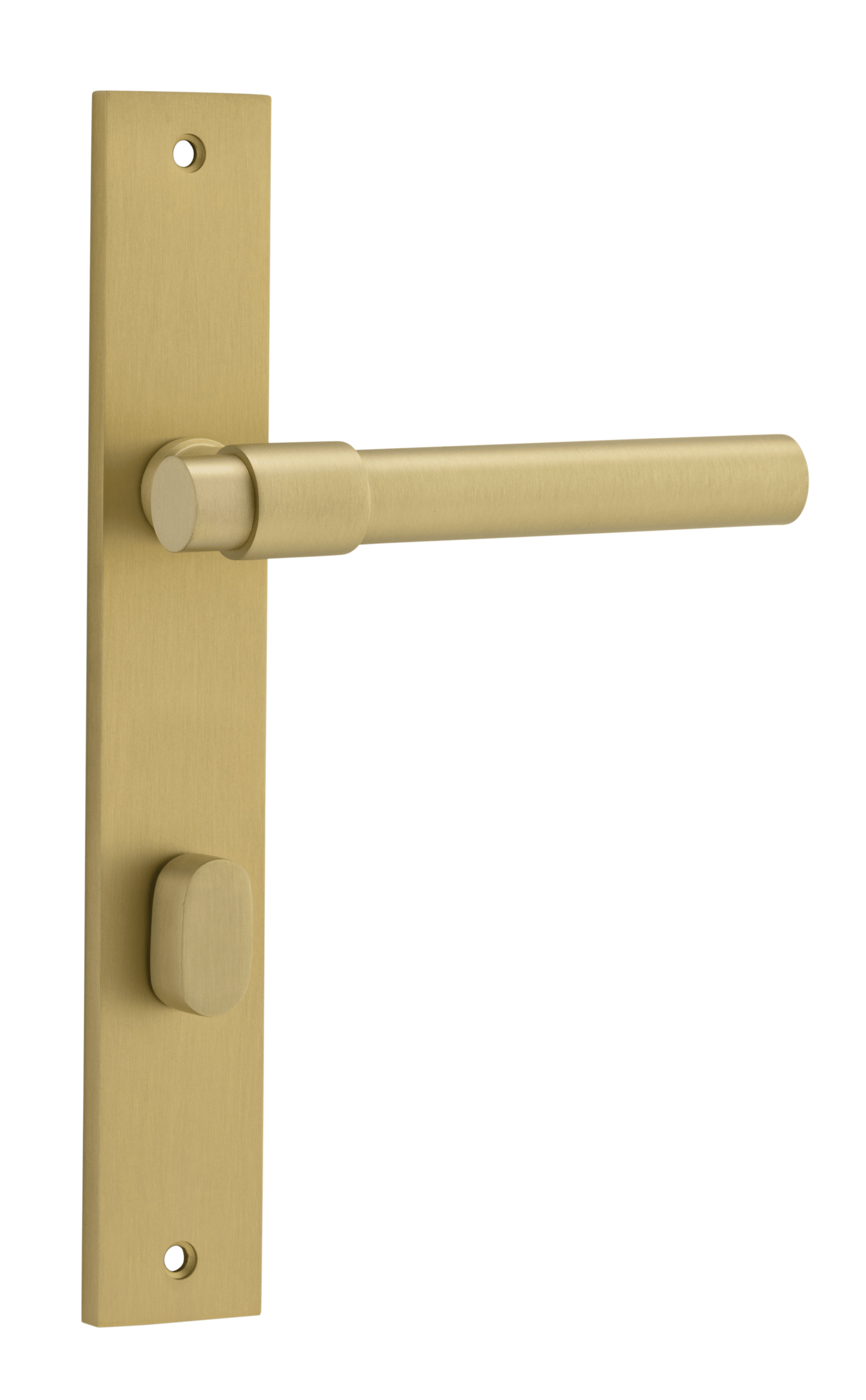 Helsinki Lever - Rectangular Backplate - Entry Point - Iver - Brushed Gold PVD - Door Levers