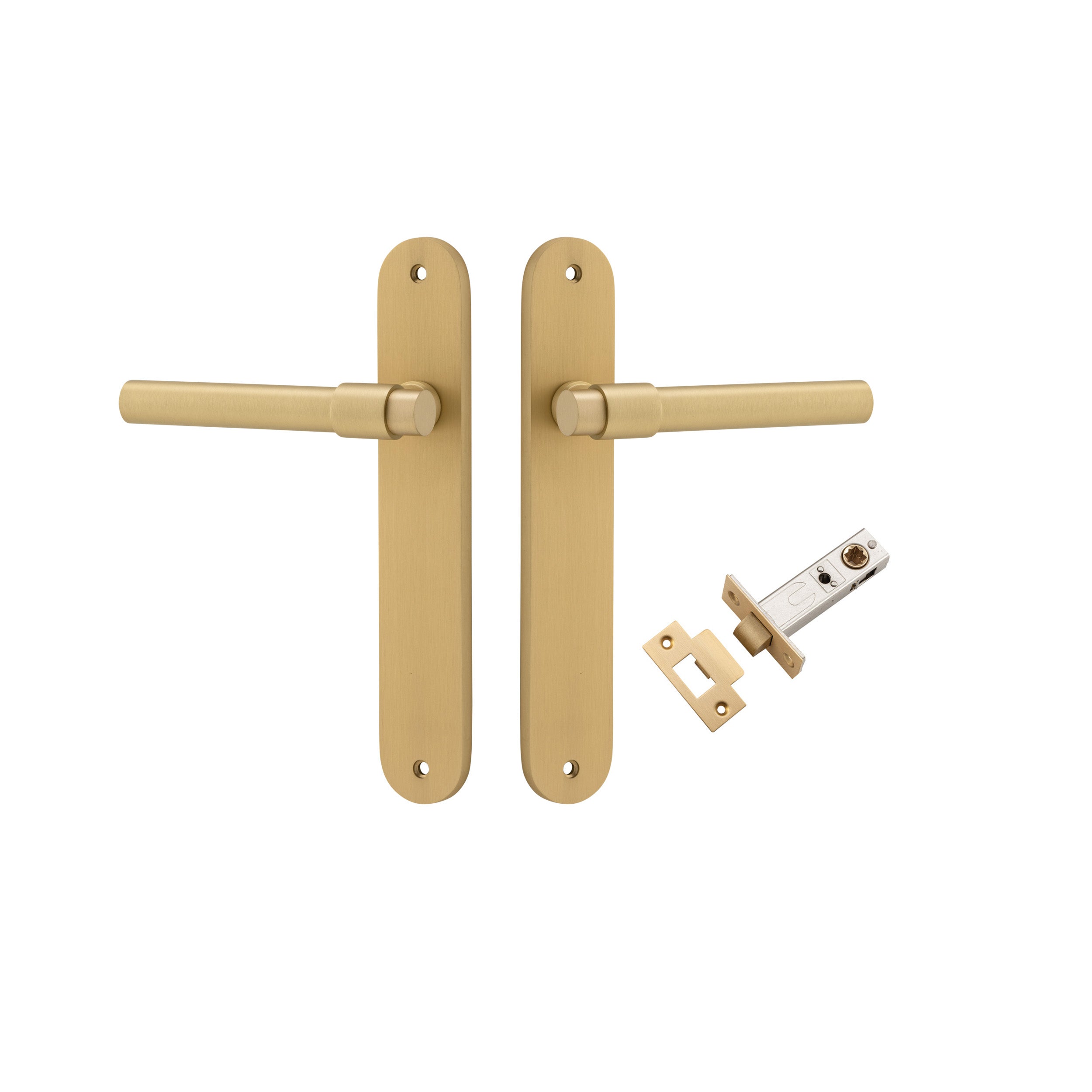 Helsinki Lever - Oval Backplate - Entry Point - Iver - Brushed Gold PVD - Door Levers