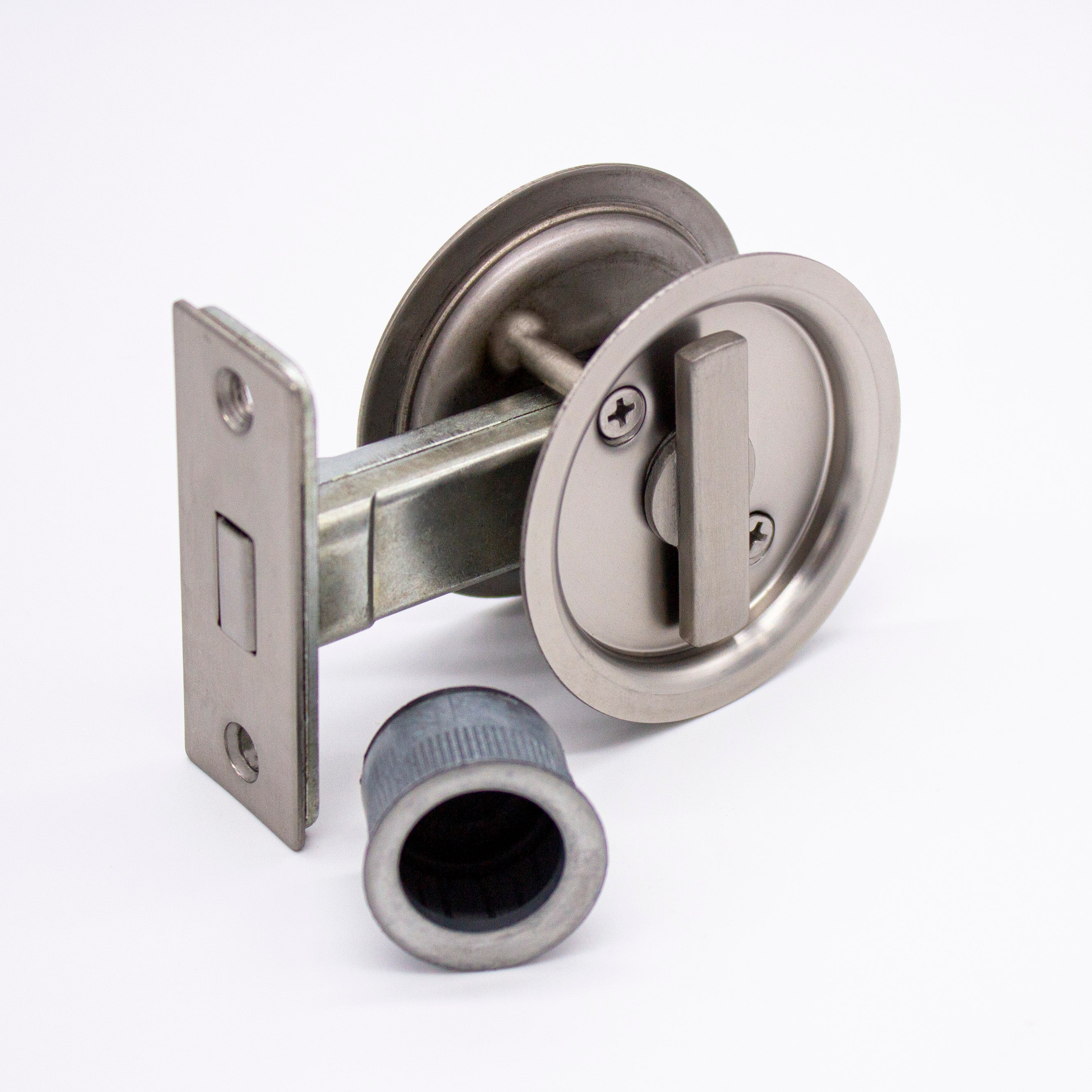 Brushed Nickel Round Sliding Cavity Privacy Lock - Manovella