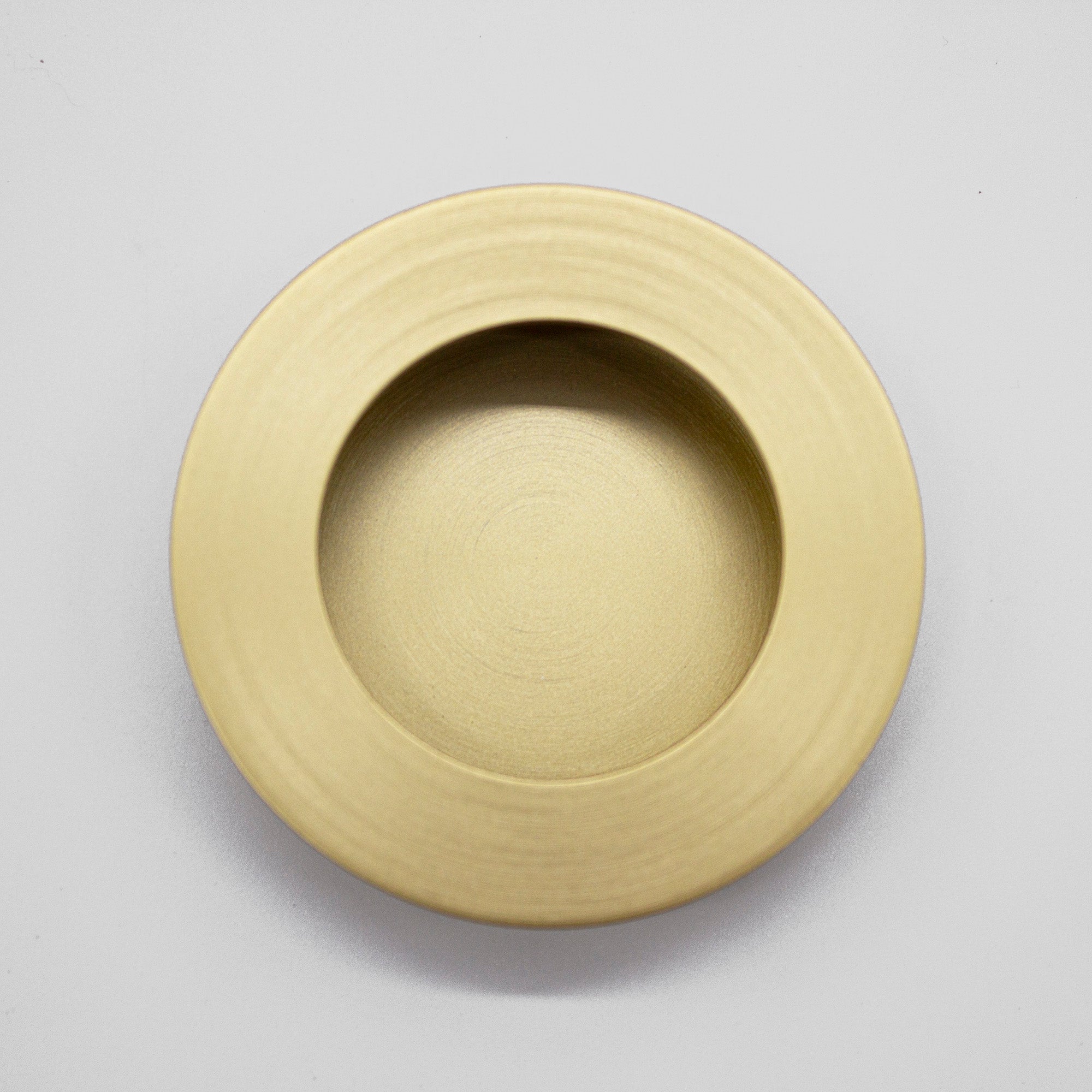 Satin Brass Sliding Door Round Flush Pull 65mm - Manovella