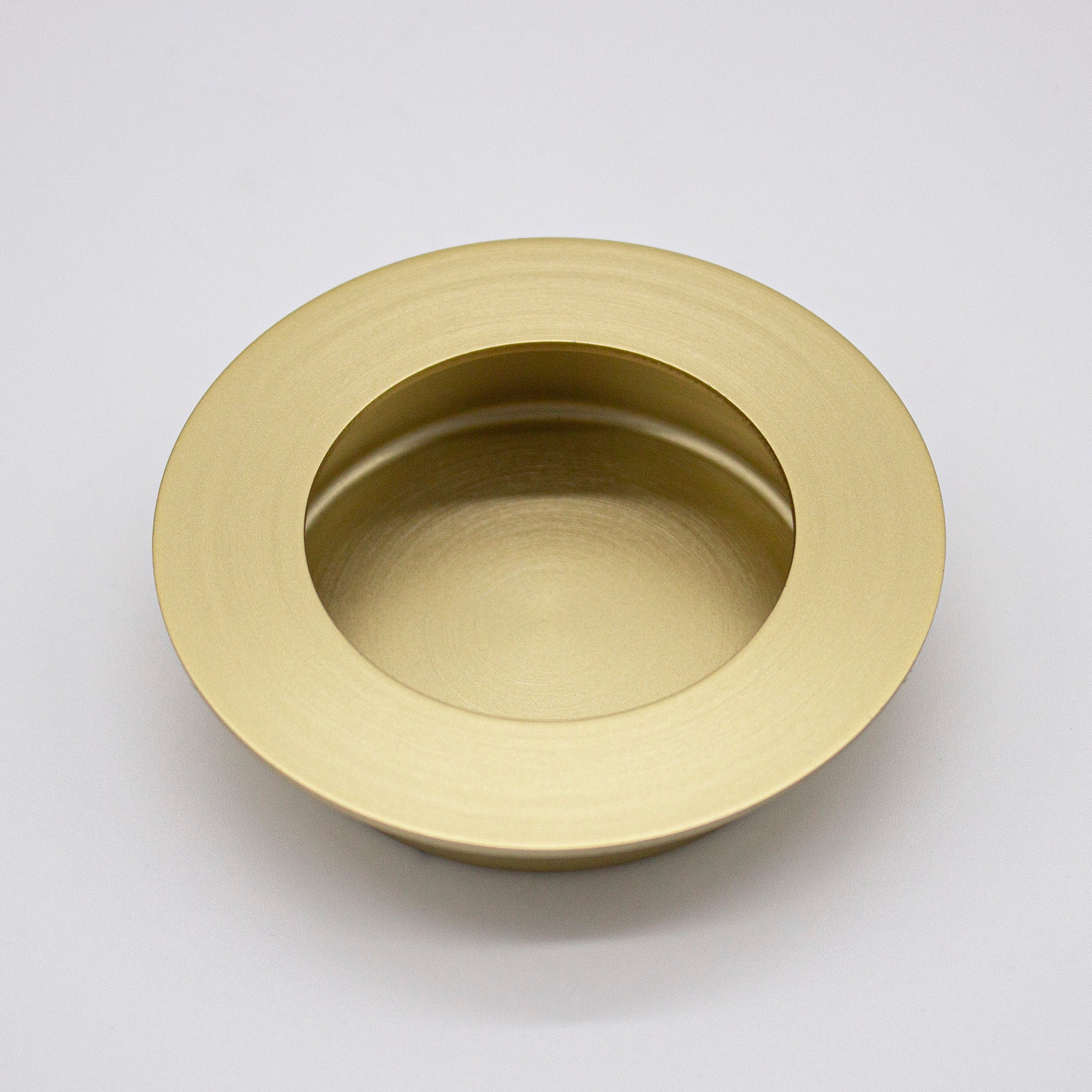 Satin Brass Sliding Door Round Flush Pull 65mm - Manovella