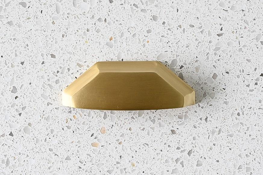 Archie Geometric Brass Cabinetry Cup Handle - Little Swagger