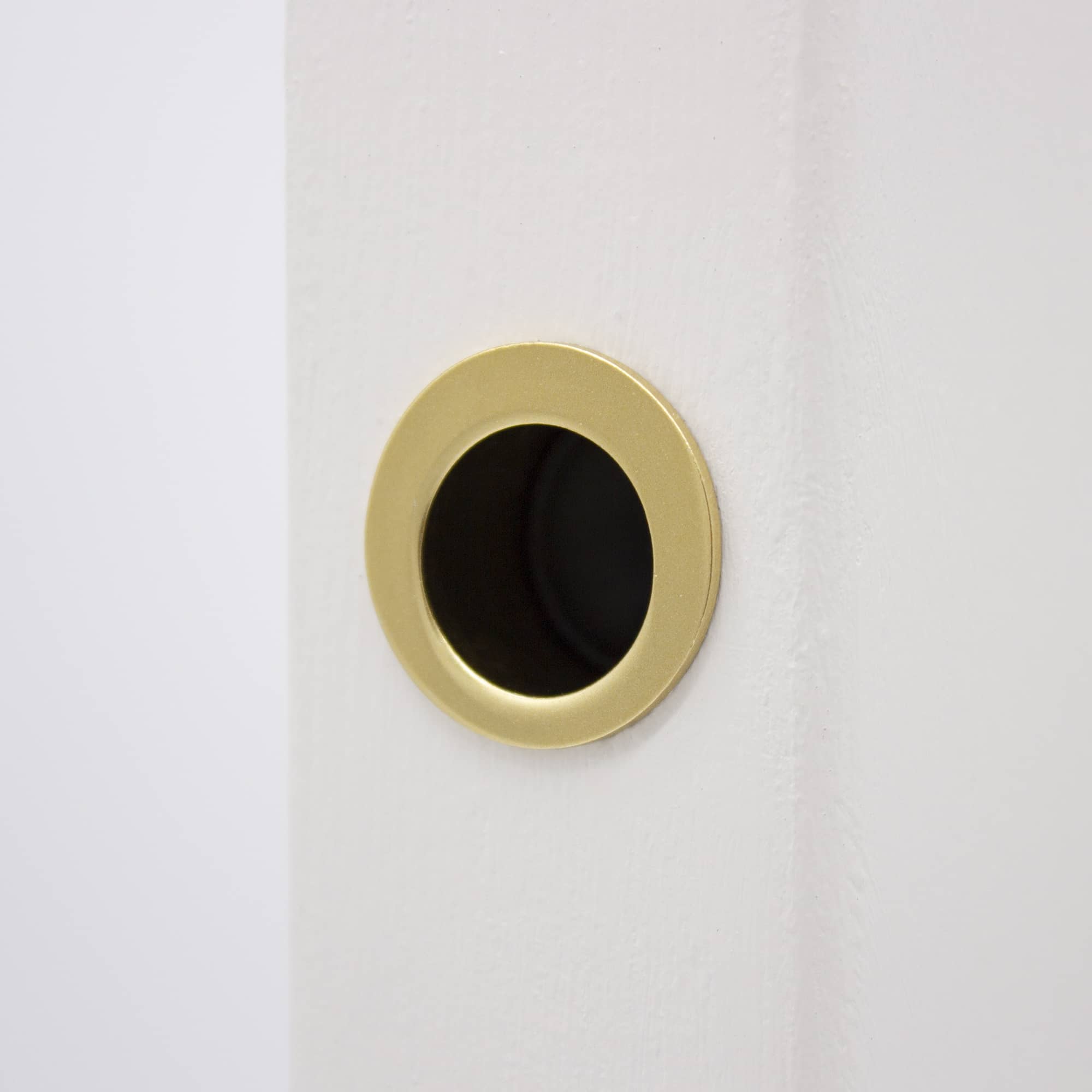 Satin Brass Round Sliding Door Finger Pull - Manovella