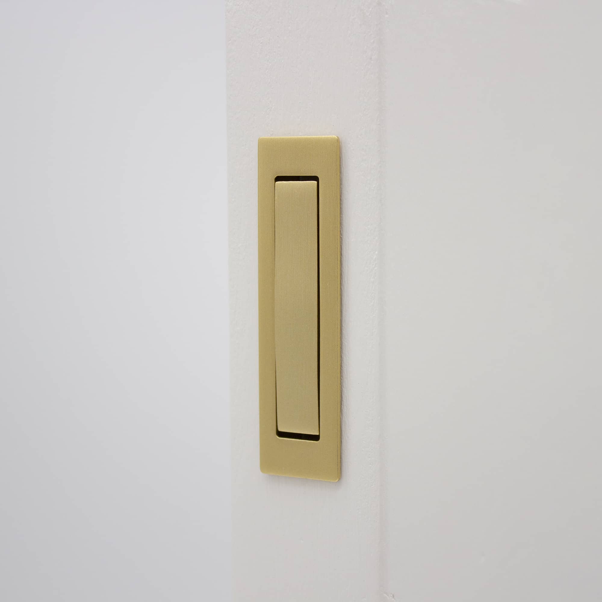 Satin Brass Concealed Sliding Door Edge Pull - Manovella