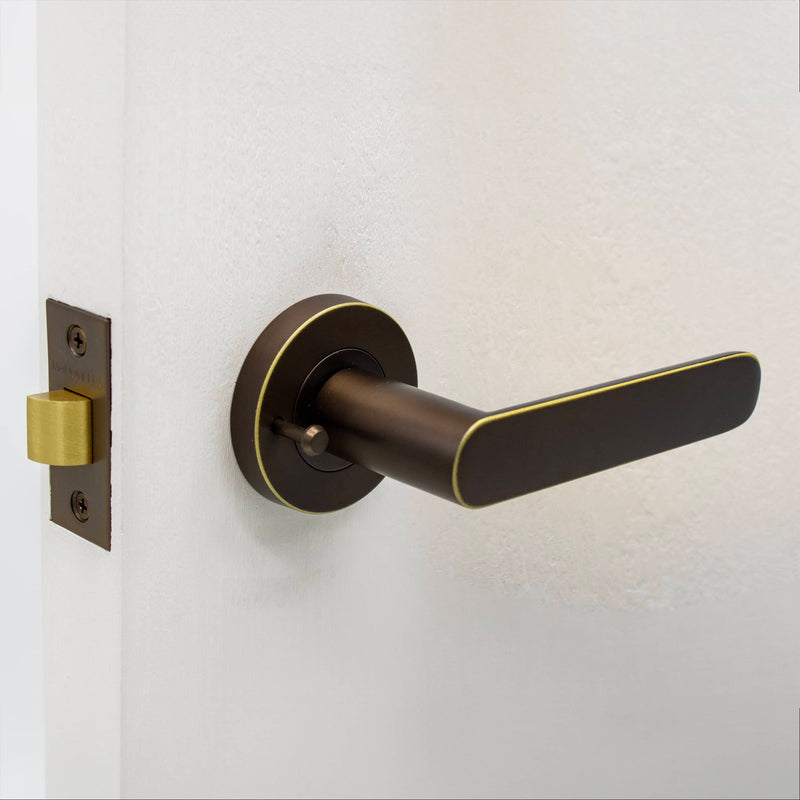 Aged Brass Privacy Door Handle - Fairhaven - Manovella