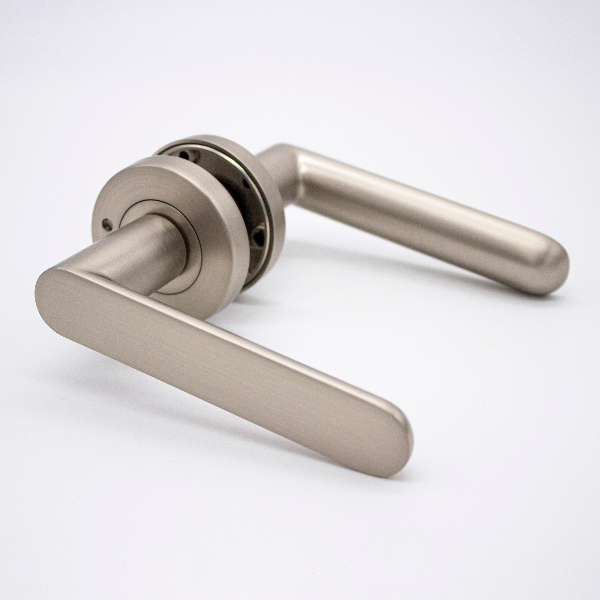 Brushed Nickel Privacy Door Handle - Fairhaven - Manovella