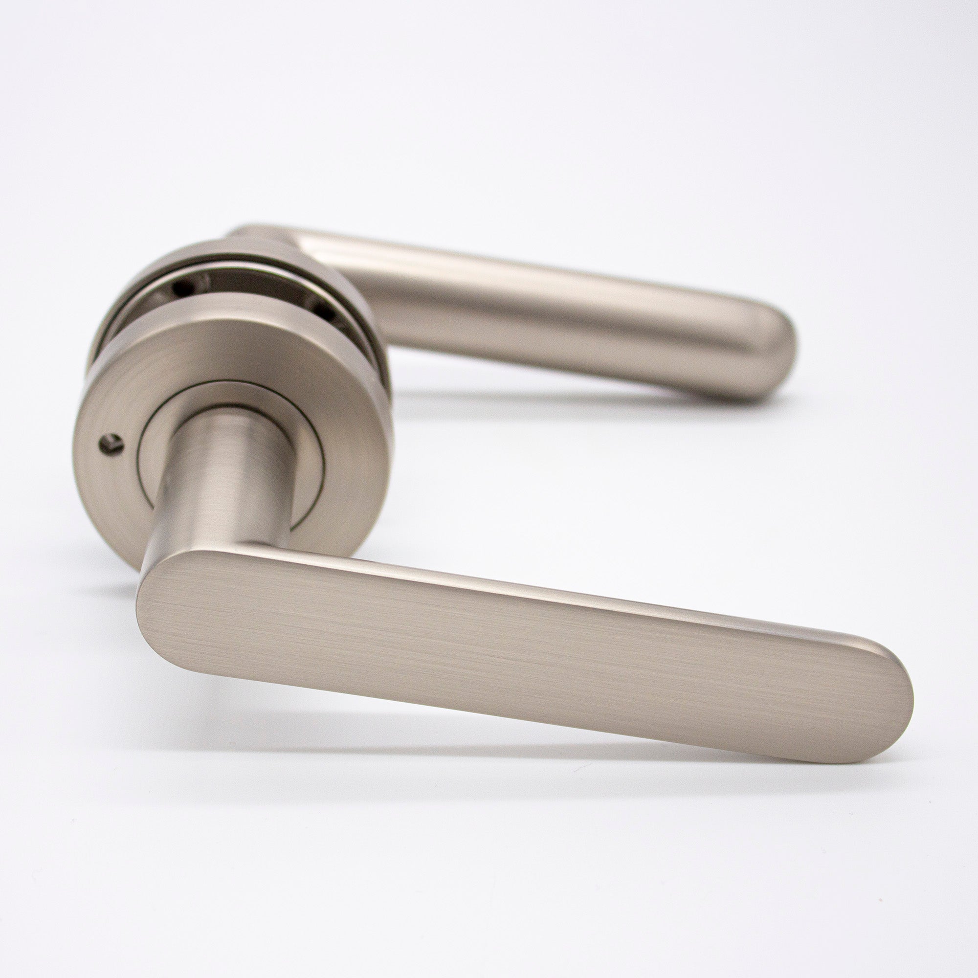 Brushed Nickel Privacy Door Handle - Fairhaven - Manovella