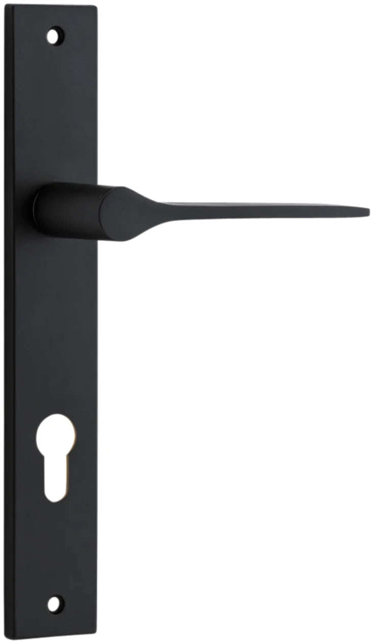 Como Lever - Rectangular Backplate - Entry Point - Iver - Matt Black - Door Levers