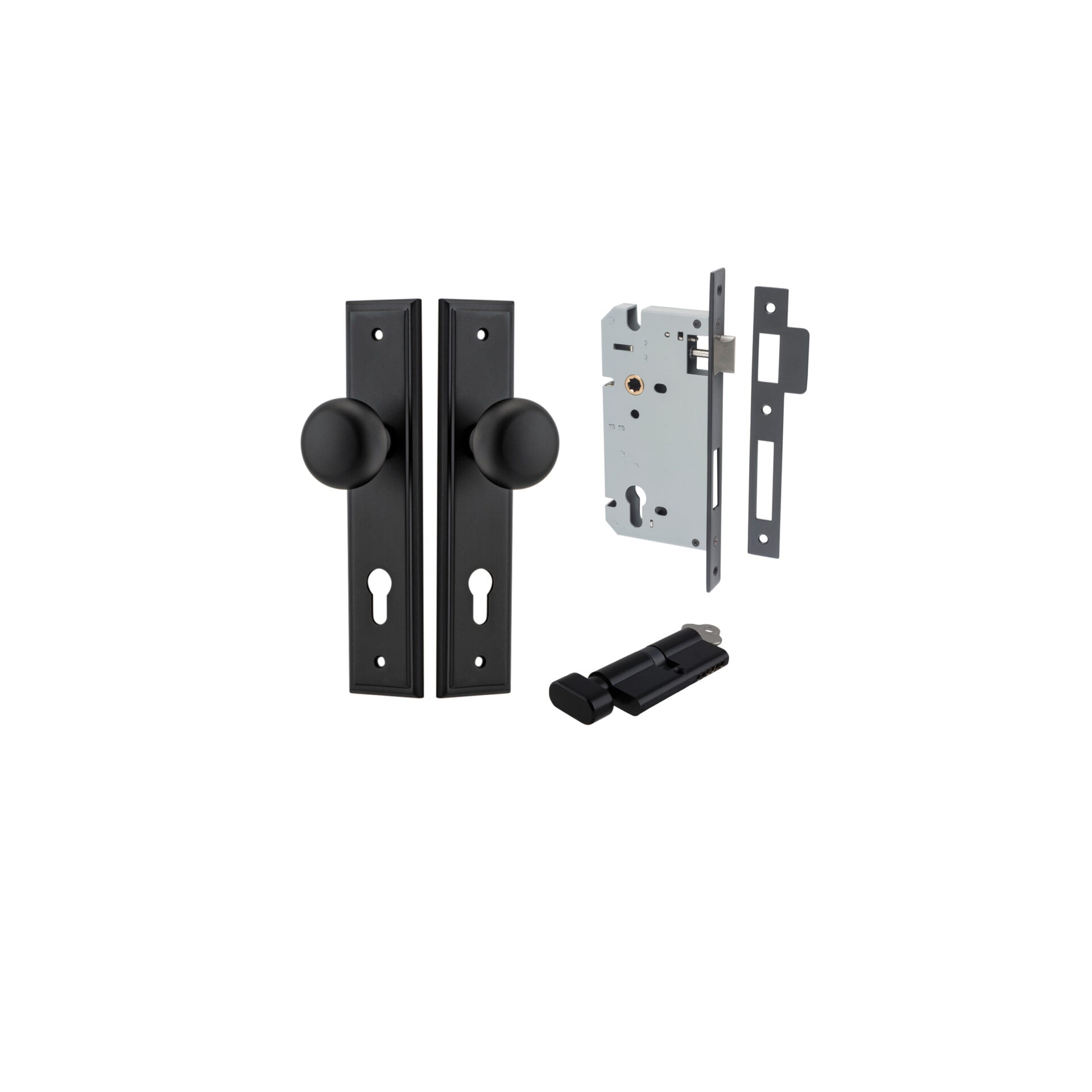 Cambridge Knob - Stepped Backplate - Entry Point - Iver - Matt Black - Door Knobs