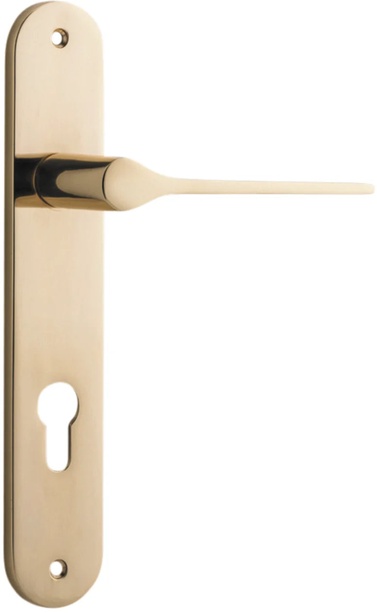 Como Lever - Oval Backplate - Entry Point - Iver - Polished Brass - Door Levers