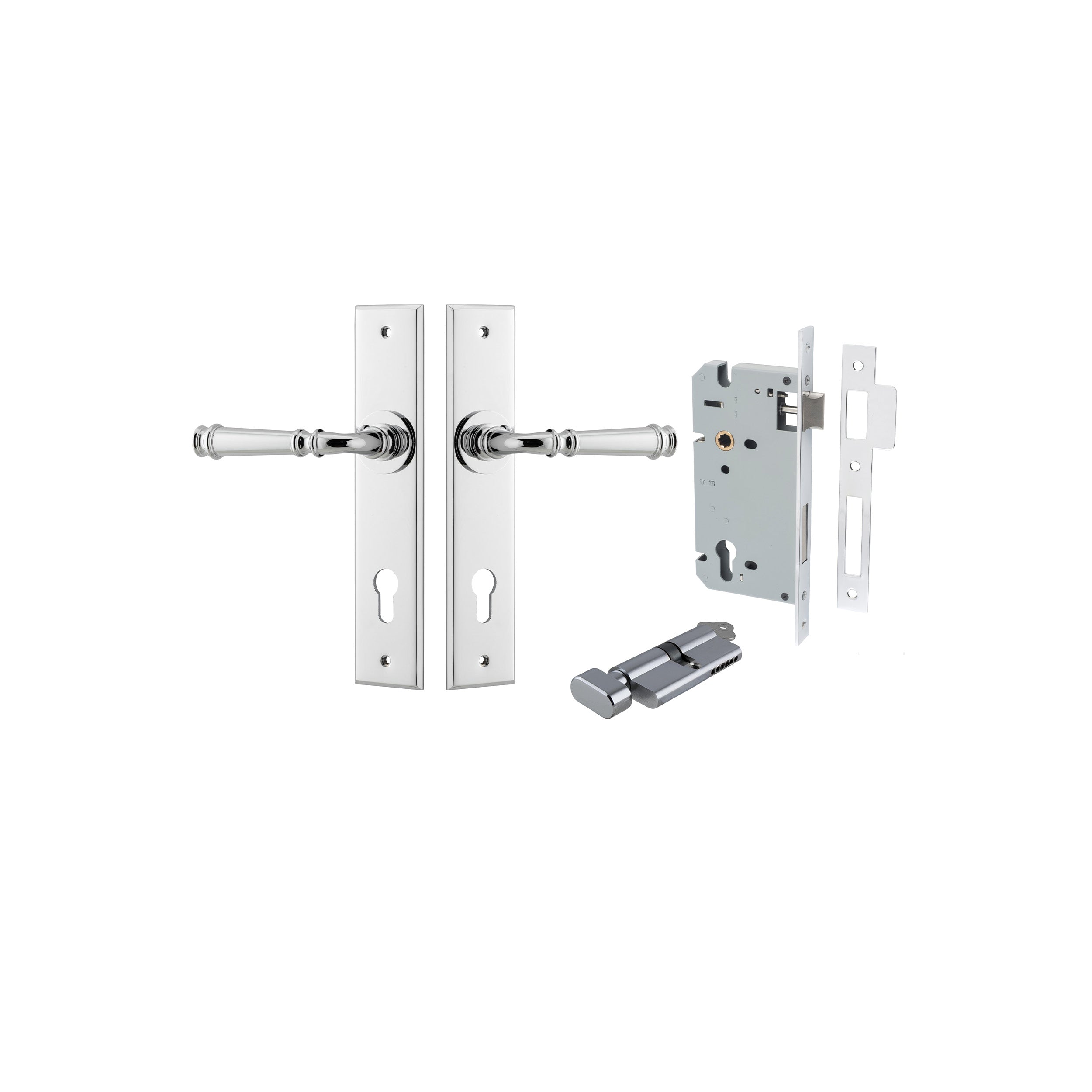 Verona Lever - Chamfered Backplate - Entry Point - Iver - Polished Chrome - Door Levers