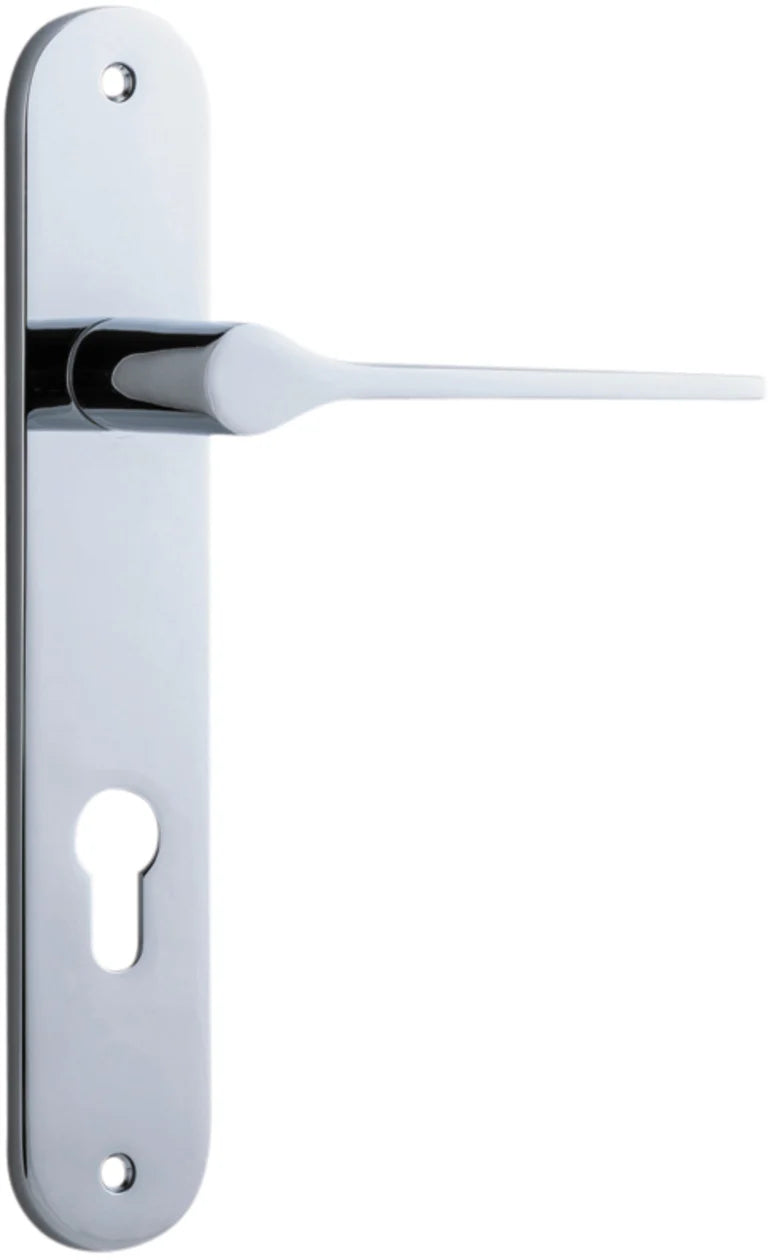 Como Lever - Oval Backplate - Entry Point - Iver - Polished Chrome - Door Levers