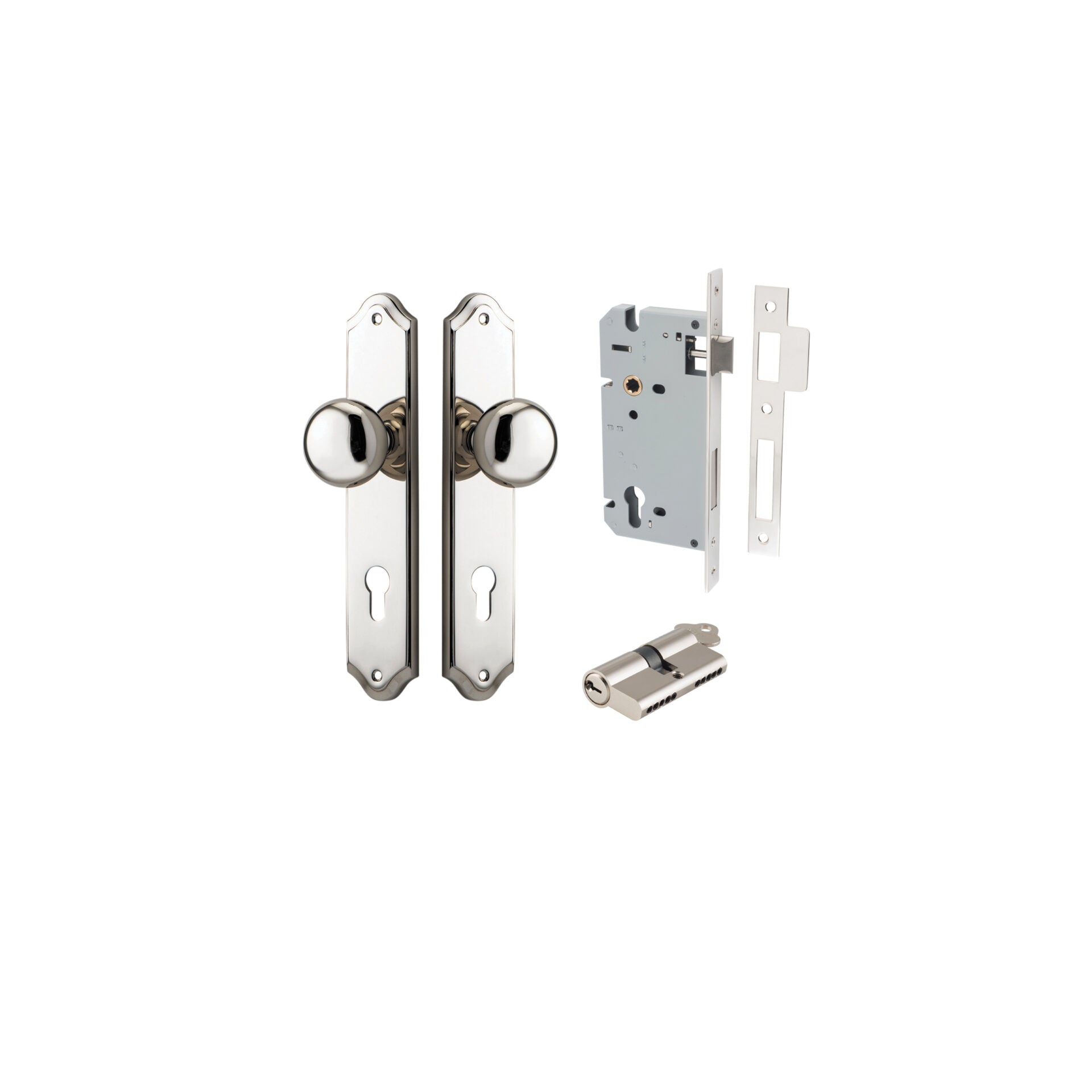 Cambridge Knob - Shouldered Backplate - Entry Point - Iver - Polished Nickel - Door Knobs