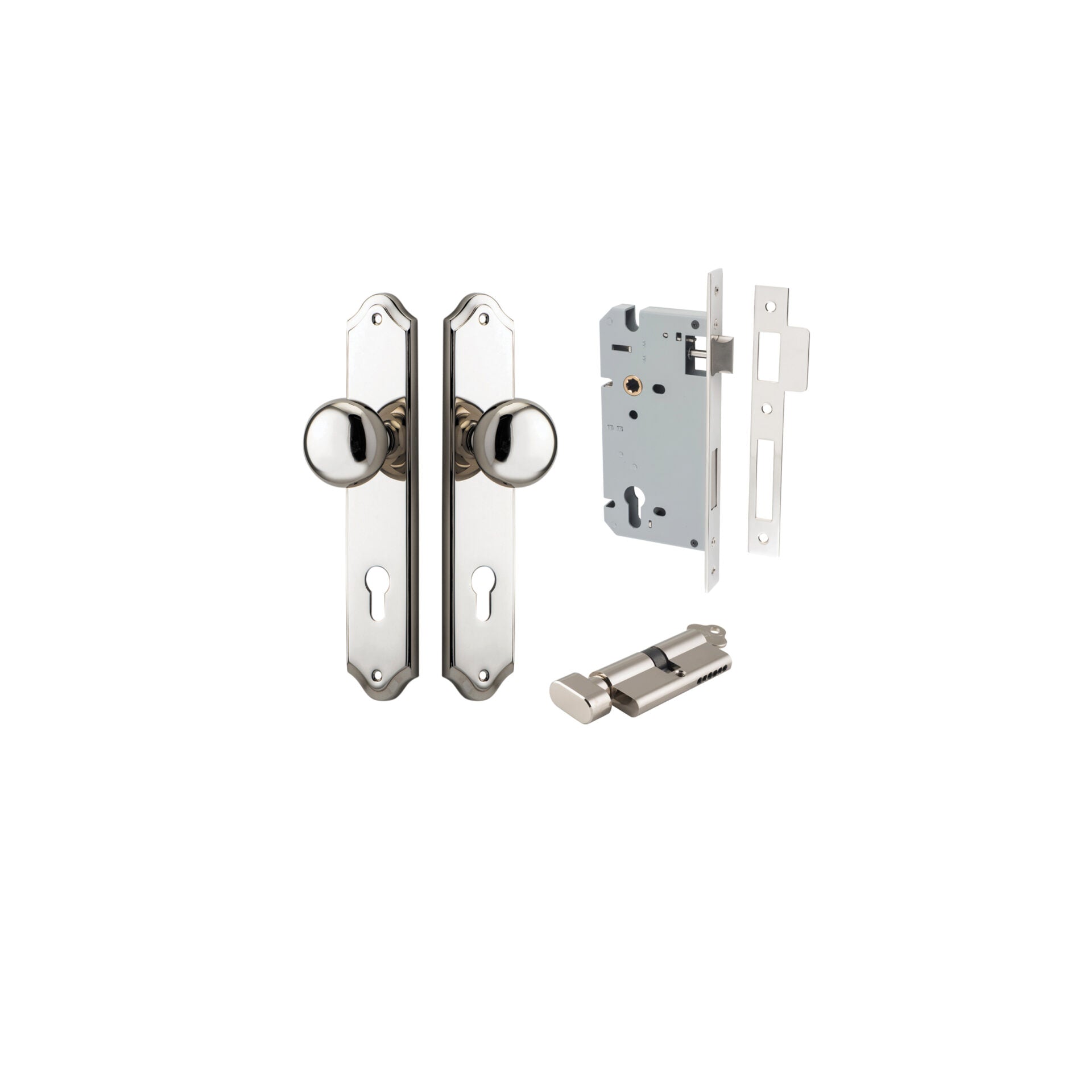 Cambridge Knob - Shouldered Backplate - Entry Point - Iver - Polished Nickel - Door Knobs