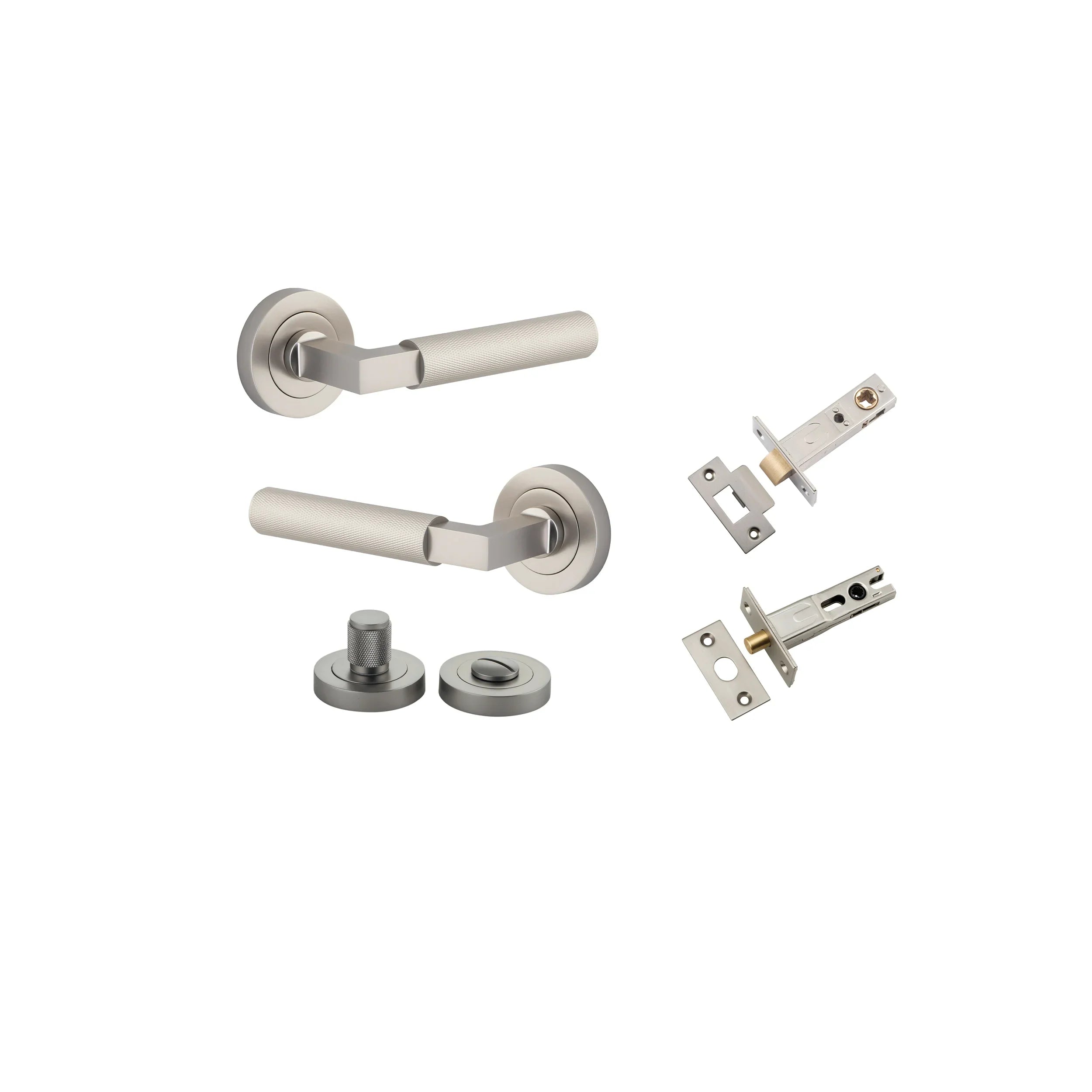 Brunswick Lever - Round Rose - Entry Point - Iver - Satin Nickel - Door Levers