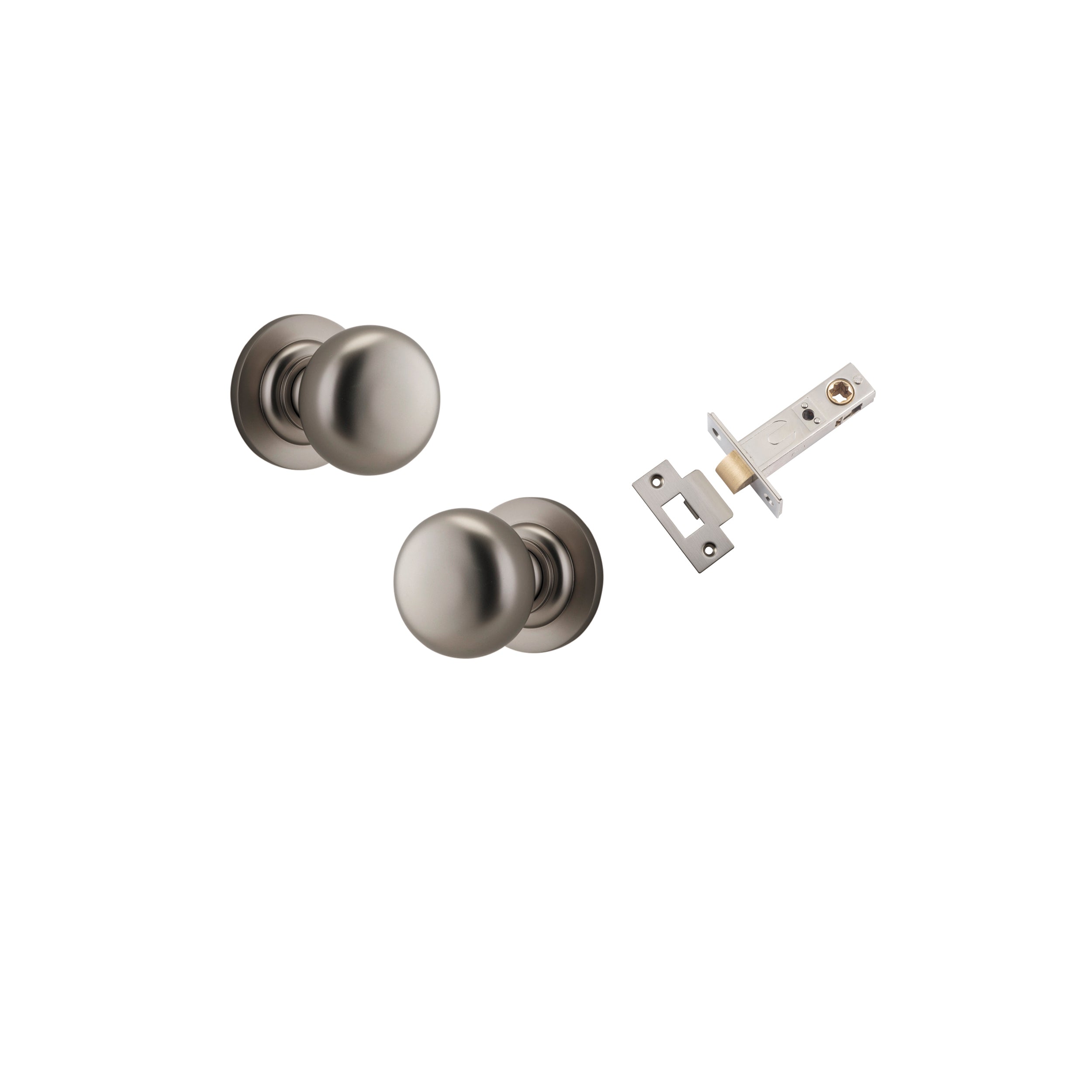 Cambridge Knob - Round Rose - Entry Point - Iver - Satin Nickel - Door Knobs