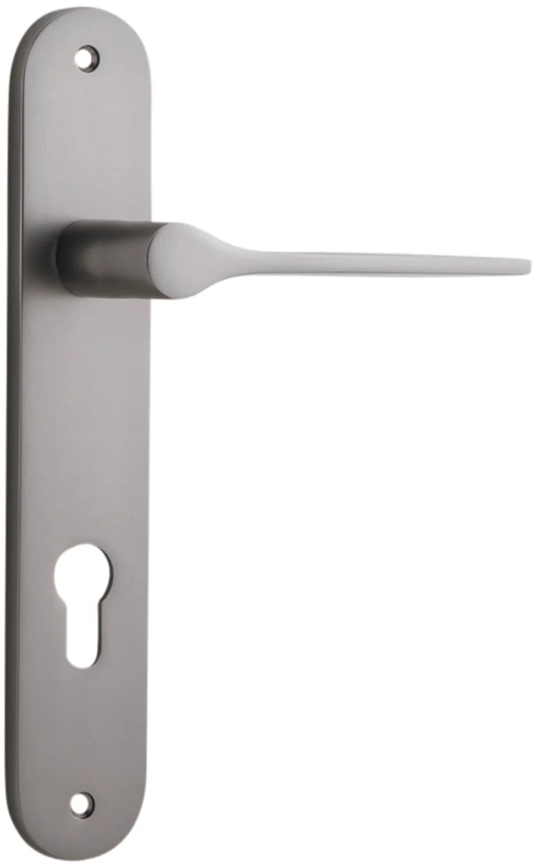 Como Lever - Oval Backplate - Entry Point - Iver - Satin Nickel - Door Levers