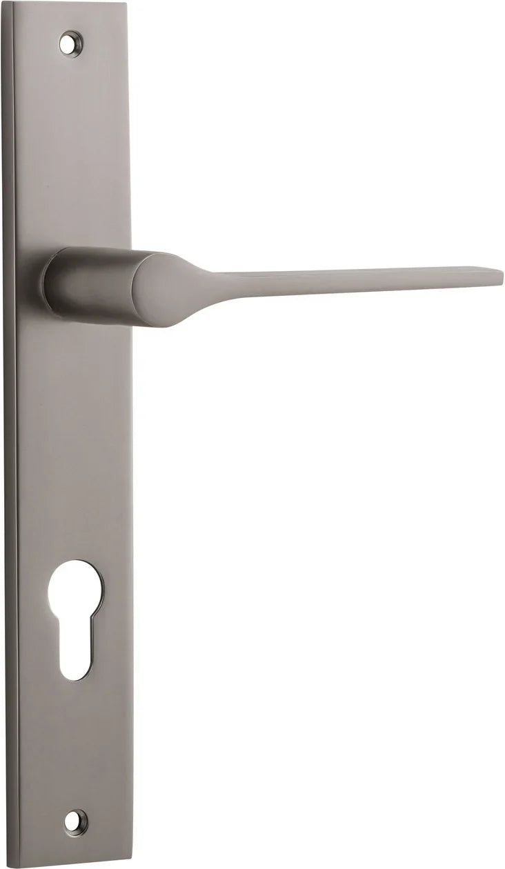 Como Lever - Rectangular Backplate - Entry Point - Iver - Satin Nickel - Door Levers