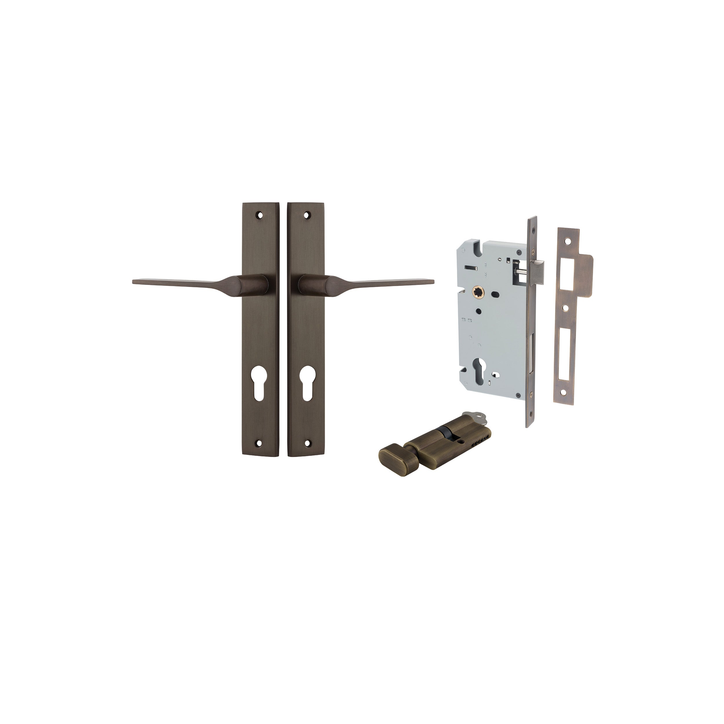 Como Lever - Rectangular Backplate - Entry Point - Iver - Signature Brass - Door Levers