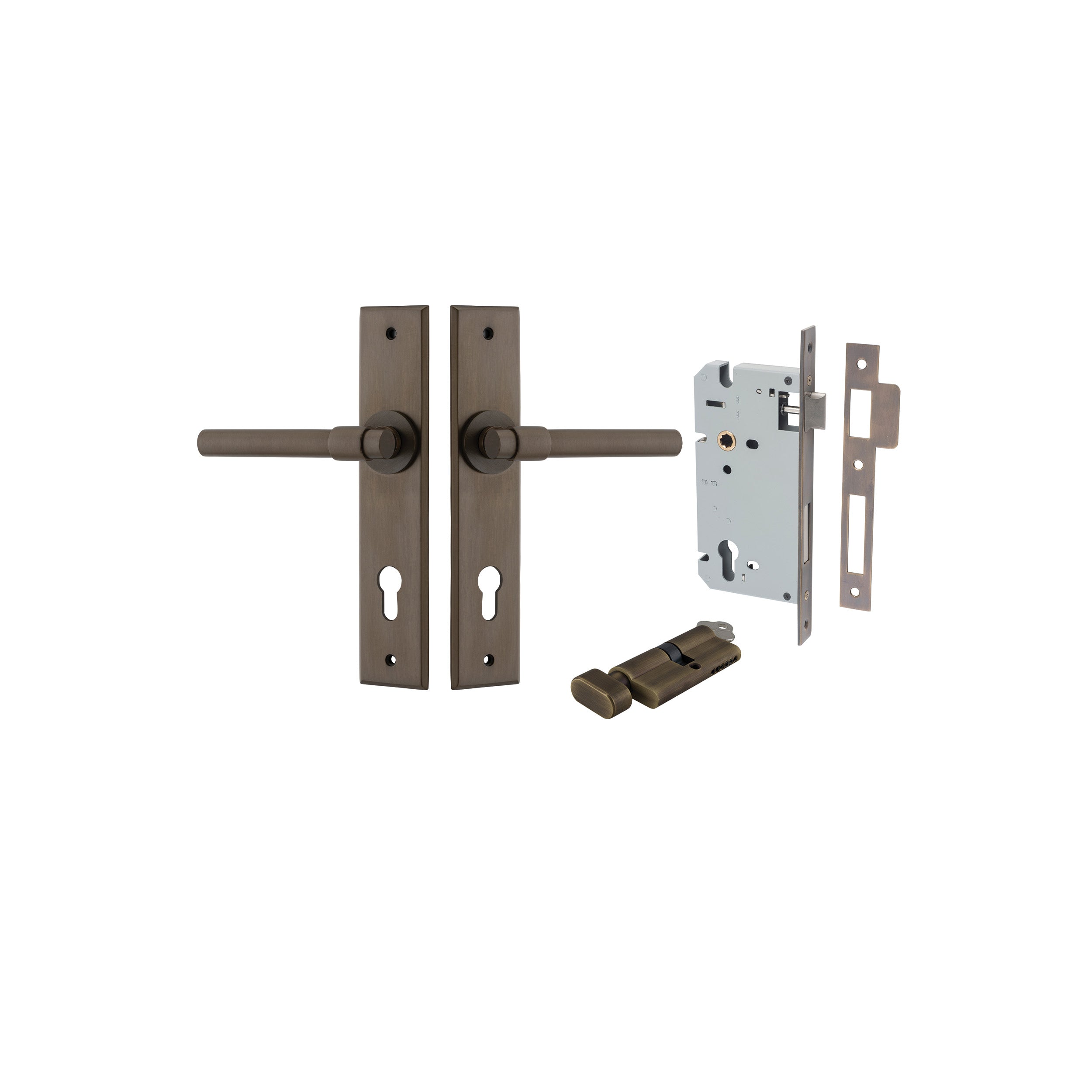 Helsinki Lever - Chamfered Backplate - Entry Point - Iver - Signature Brass - Door Levers