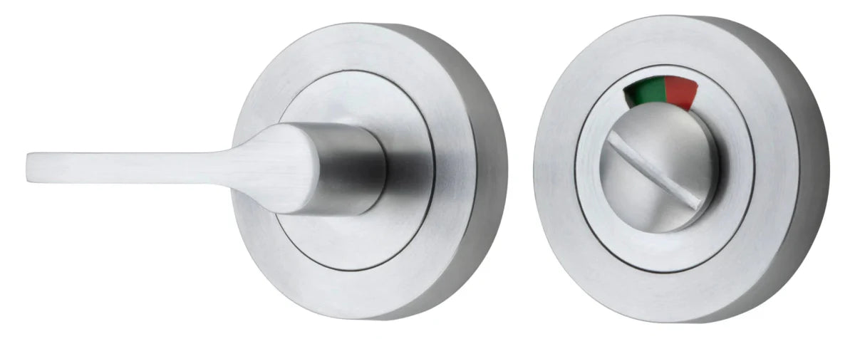 Accessibility Privacy Turn with Indicator - Round - Entry Point - Iver - Brushed Chrome - Tube Latches & Bolts