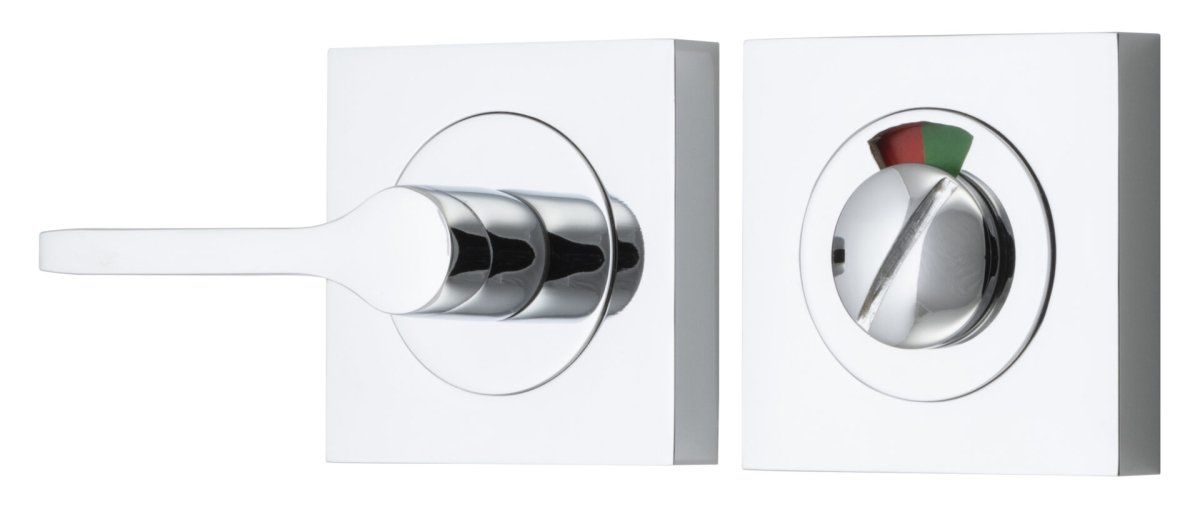 Accessibility Privacy Turn with Indicator - Square - Entry Point - Iver - Polished Chrome - Tube Latches & Bolts