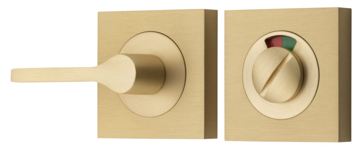 Accessibility Privacy Turn with Indicator - Square - Entry Point - Iver - Brushed Brass - Tube Latches & Bolts