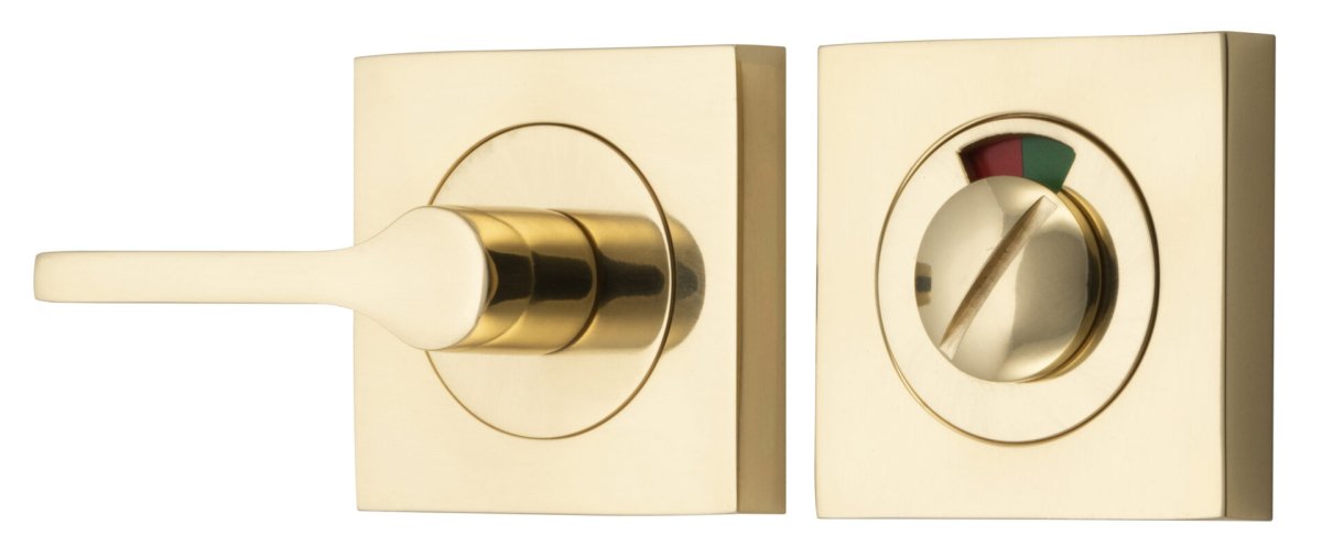 Accessibility Privacy Turn with Indicator - Square - Entry Point - Iver - Polished Brass - Tube Latches & Bolts