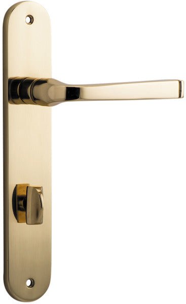 Annecy Lever - Oval Backplate - Entry Point - Iver - Polished Brass - Door Levers