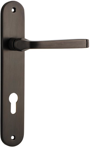 Annecy Lever - Oval Backplate - Entry Point - Iver - Signature Brass - Door Levers