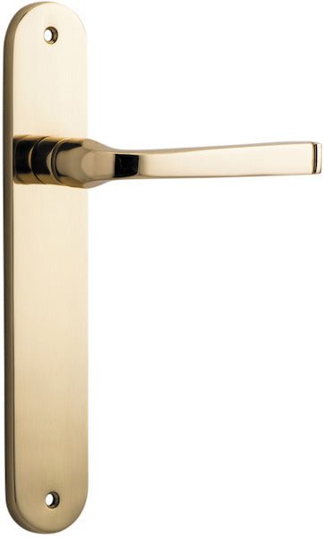 Annecy Lever - Oval Backplate - Entry Point - Iver - Signature Brass - Door Levers