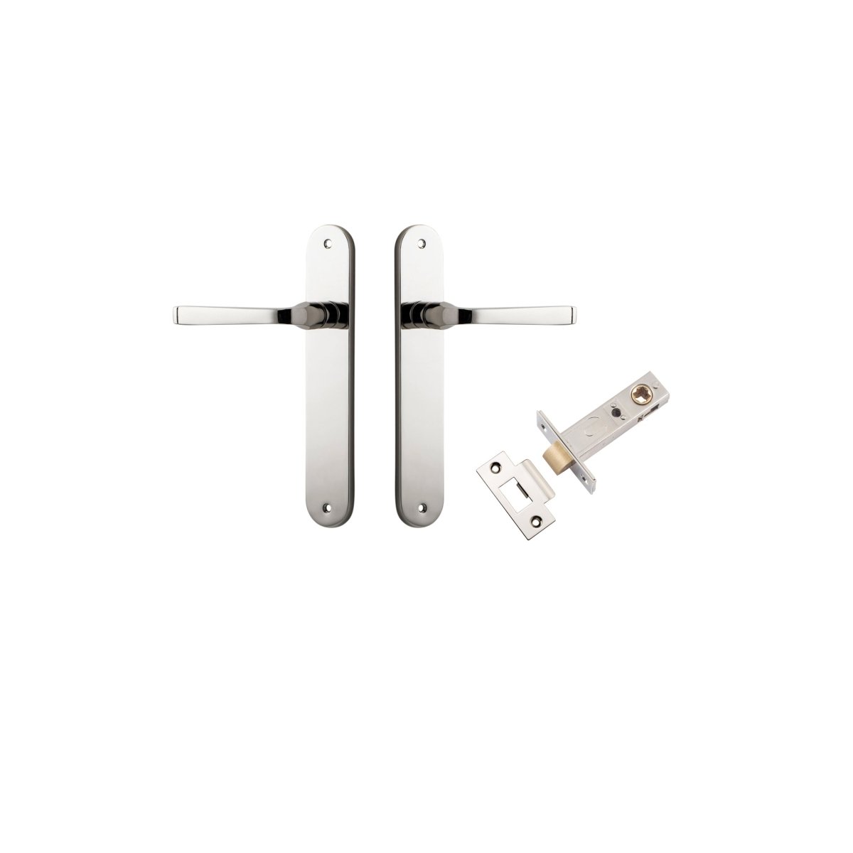 Annecy Lever - Oval Backplate - Entry Point - Iver - Polished Nickel - Door Levers