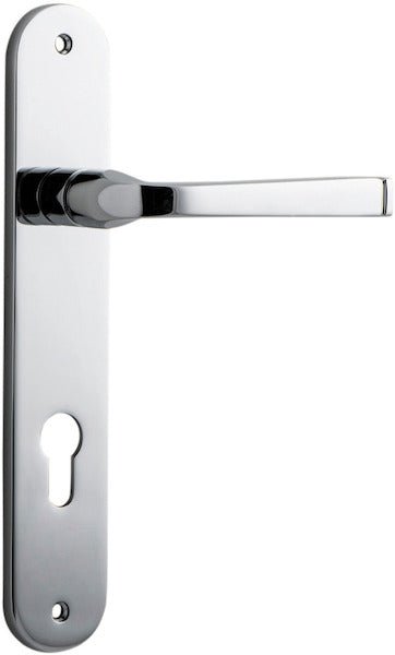 Annecy Lever - Oval Backplate - Entry Point - Iver - Polished Chrome - Door Levers